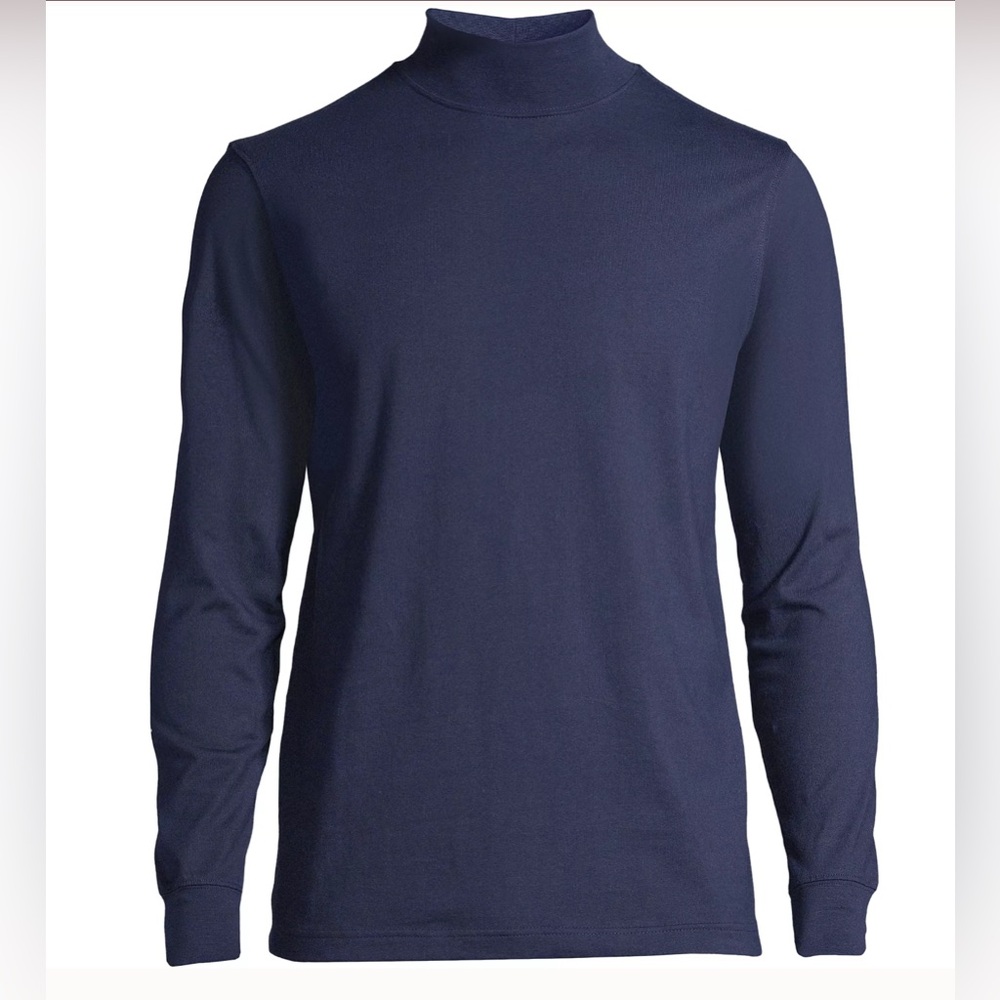 Lands' End Men's Navy Blue Super T Mock Turtleneck Size L. NWT